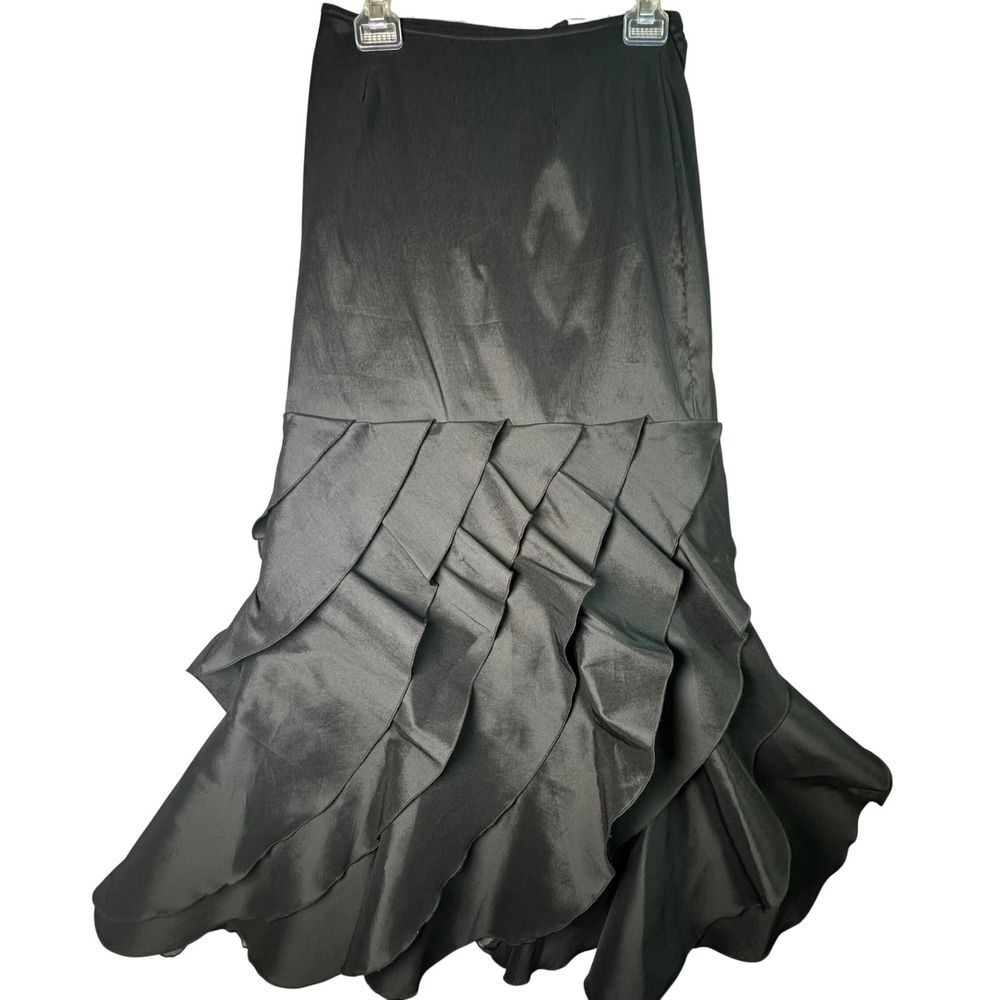 Xscape Joanna Chen Black Ruffle Mermaid Evening Skirt Formal Gala Size 4 Glamour